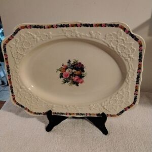 Vtg. Crown Ducal Gainsborough Charm England Floral Embossed Oval Serving Platter